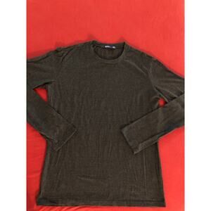 Mens grey long sleeve casual t shirt 100% cotton Size Large